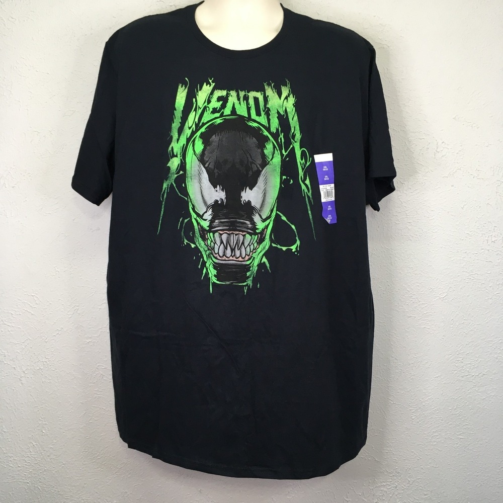 Marvel Venom T-Shirt Mens 2XL Black Green Oozy Venom Graphic Short Sleeve Crew